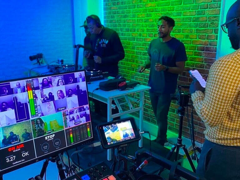 Backstage in a studio for a CastRooms stream